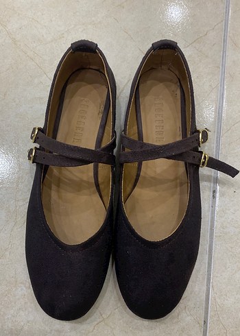 Kahverengi Süet Tokalı Kadın Babet - Görsel 4