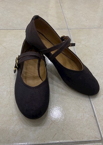 Kahverengi Süet Tokalı Kadın Babet - Görsel 3