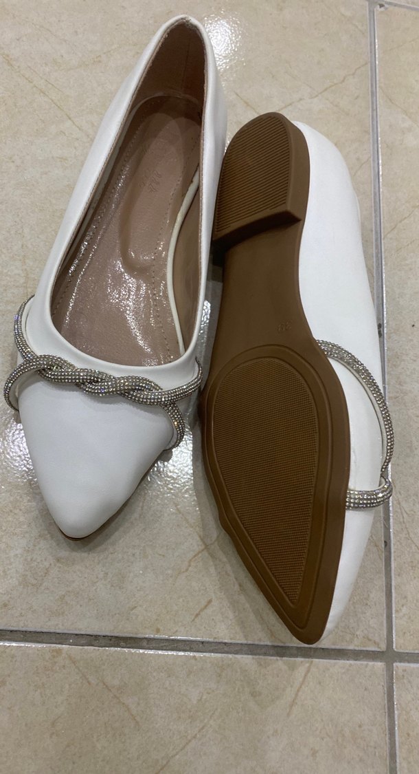 Beyaz Taş Detaylı babet Kadın Ayakkabı - Görsel 3