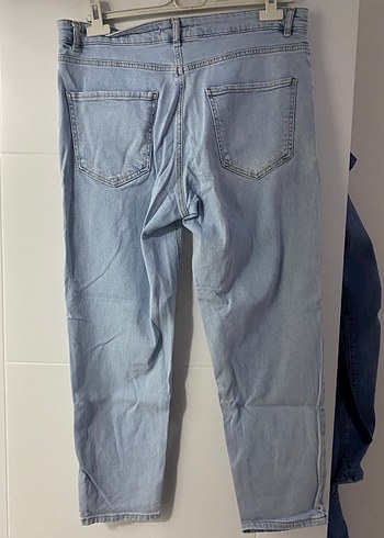 LC Waikiki Düğmeli Loose Fit Midi Mavi Denim Kadın mom jean