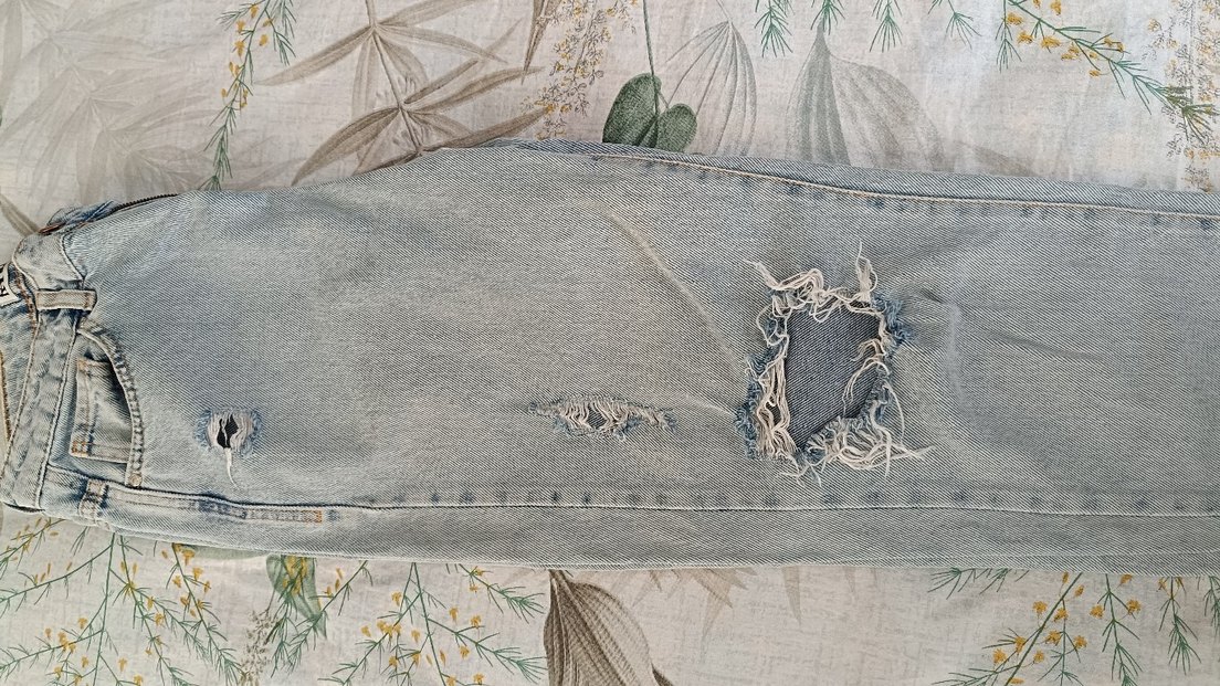 Gri Düğmeli Loose Fit Kadın Kot Pantolon - Görsel 3