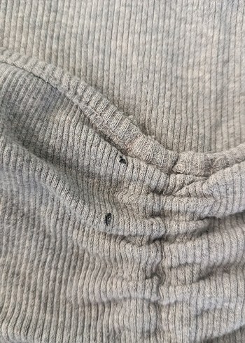 Gri Kadın uzun  Kollu Büzgülü Bluz - Görsel 3