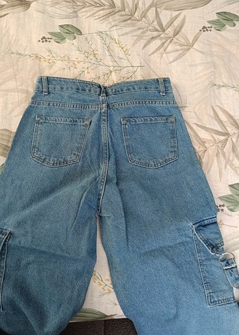 Kadın Mavi Bel Detaylı Bol Kesim Denim Pantolon - Görsel 2
