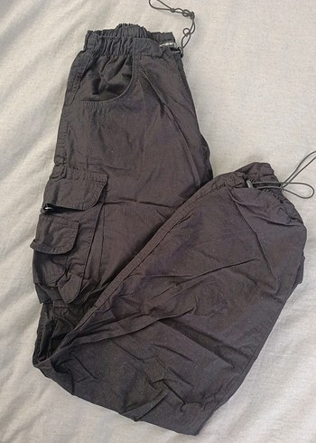 Siyah Bol Kesim paraşüt Kadın Pantolon - Görsel 2