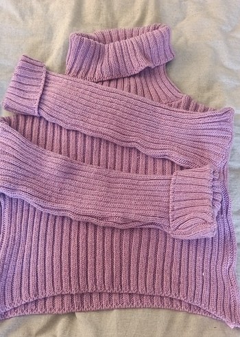 Mor Boğazlı Triko Kadın Kazak - Görsel 2