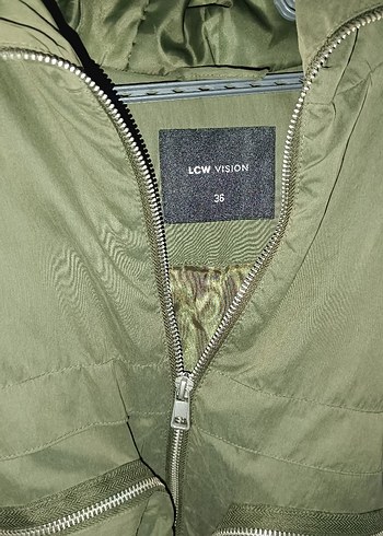 Hoodie Kapüşonlu Yeşil Kadın mont - Görsel 2