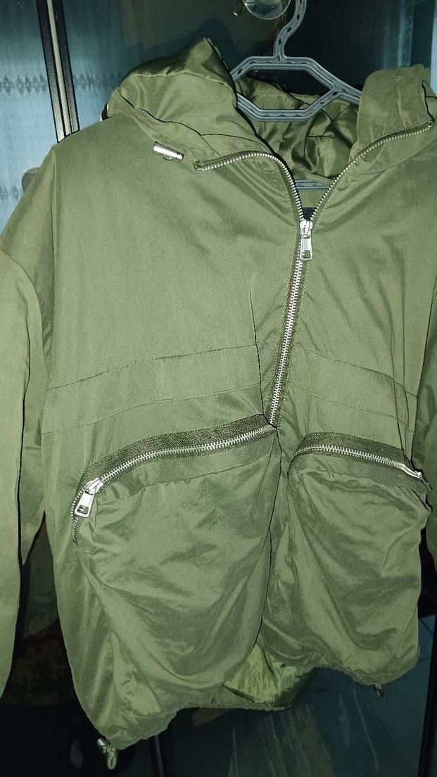 Hoodie Kapüşonlu Yeşil Kadın mont - Görsel 3