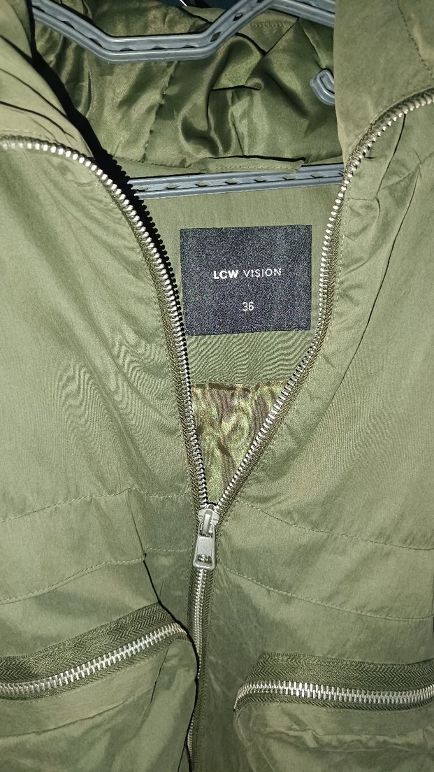 Hoodie Kapüşonlu Yeşil Kadın mont - Görsel 2