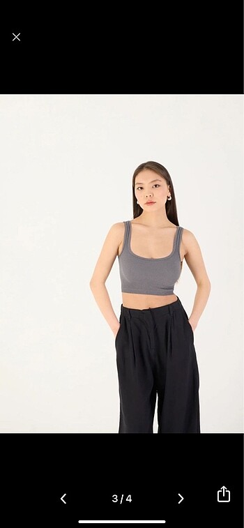 xs Beden Gri askılı crop
