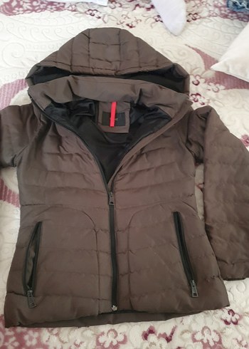 Haki Yeşili Fermuarlı Kadın Kışlık Mont