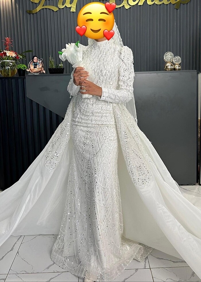 Tesettürlü iki parçalı gelinlik - Görsel 2