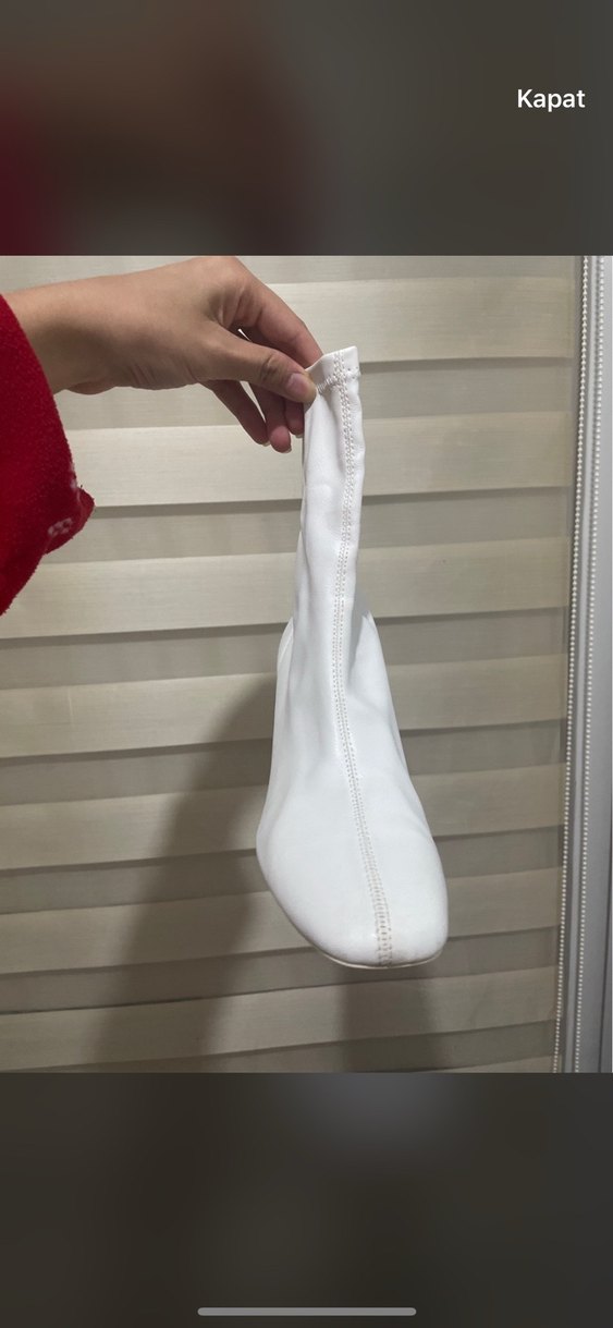 Beyaz Deri Kadın Topuklu Bot - Görsel 5