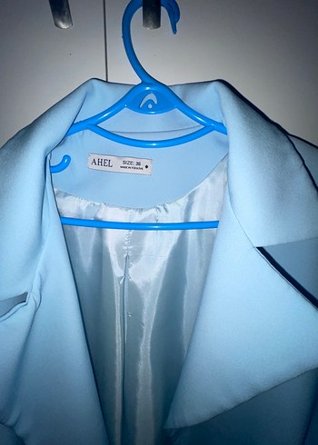 Mavi ahel tasarım takımı ceket ve pantalon - Görsel 5