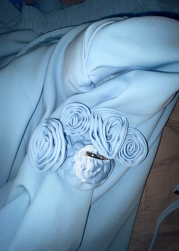 Mavi ahel tasarım takımı ceket ve pantalon - Görsel 2