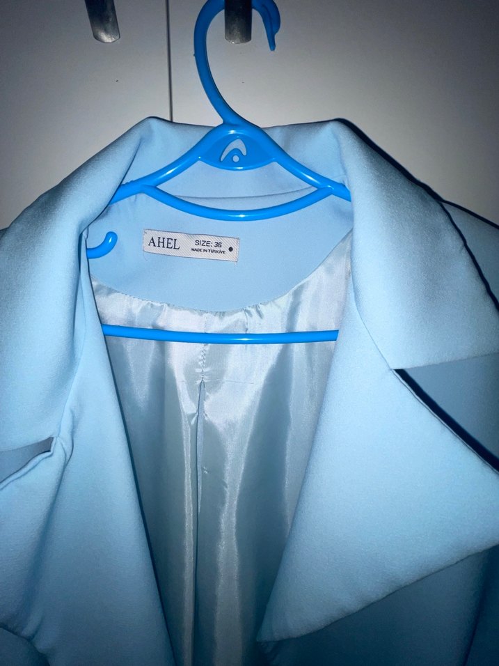 Mavi ahel tasarım takımı ceket ve pantalon - Görsel 5