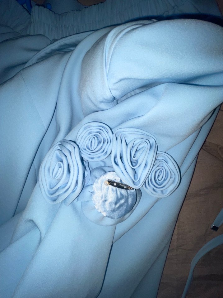 Mavi ahel tasarım takımı ceket ve pantalon - Görsel 2