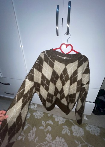 Bohem Kahverengi Triko Kadın Kazak - Görsel 2