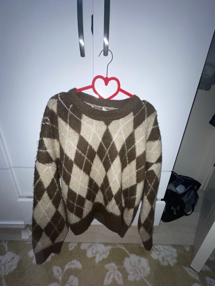 Bohem Kahverengi Triko Kadın Kazak - Görsel 3