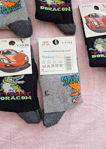 Nakışlı Erkek Çocuk Çorapları - Çok Renkli 3 yaş set - Görsel 3