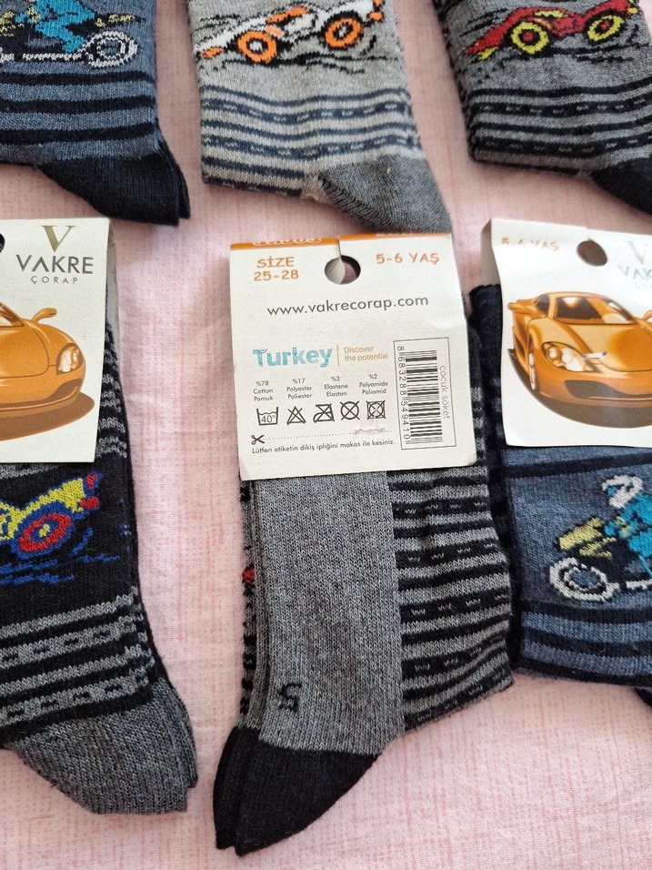 Nakışlı Erkek Çocuk Çorapları - Çok Renkli 3 yaş set - Görsel 2