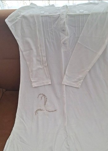 Uzun Kollu V Yaka Hamile Gecelik lohusa geceliği - Görsel 4