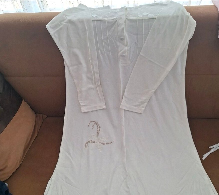 Uzun Kollu V Yaka Hamile Gecelik lohusa geceliği - Görsel 4