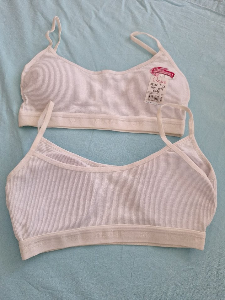 Beyaz yarım pamuk büstiyer - Görsel 2