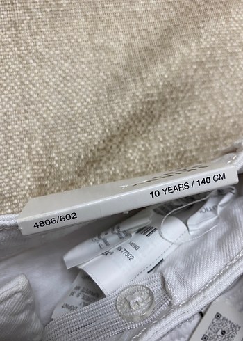 10 Yaş Beden beyaz Renk Beyaz Kadın Pamuklu Regular Fit Kot Pantolon