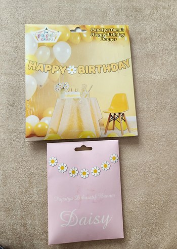 Papatyalı  Sarı-Beyaz Doğum Günü Süsleri ve Balon - Görsel 2