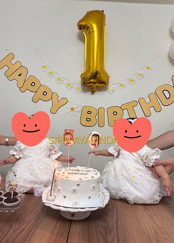 Papatyalı  Sarı-Beyaz Doğum Günü Süsleri ve Balon - Görsel 3