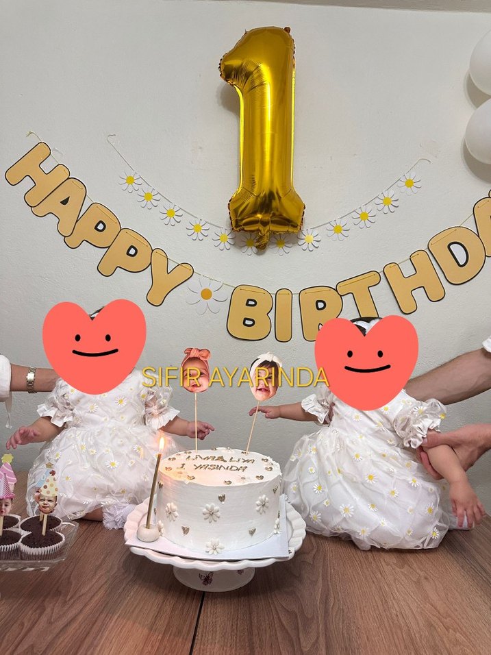 Papatyalı  Sarı-Beyaz Doğum Günü Süsleri ve Balon - Görsel 3