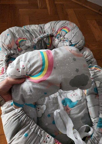 Gri Bulut Desenli Babynest - Görsel 3