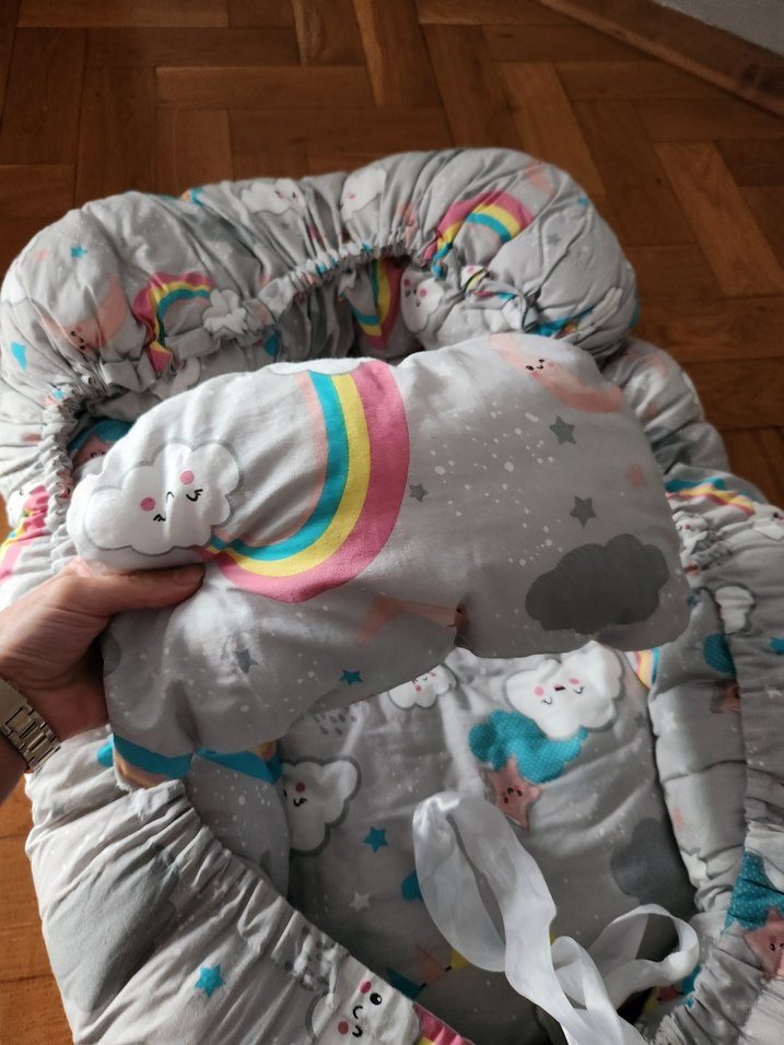 Gri Bulut Desenli Babynest - Görsel 3