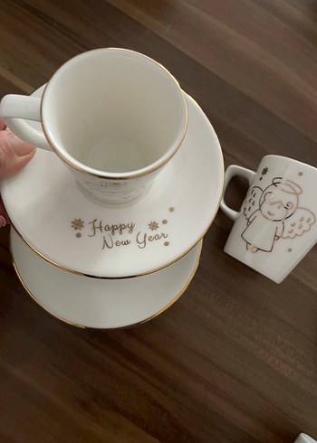 Porland özel seri Beyaz Melek Desenli Yeni Yıl Fincan Seti - Görsel 2