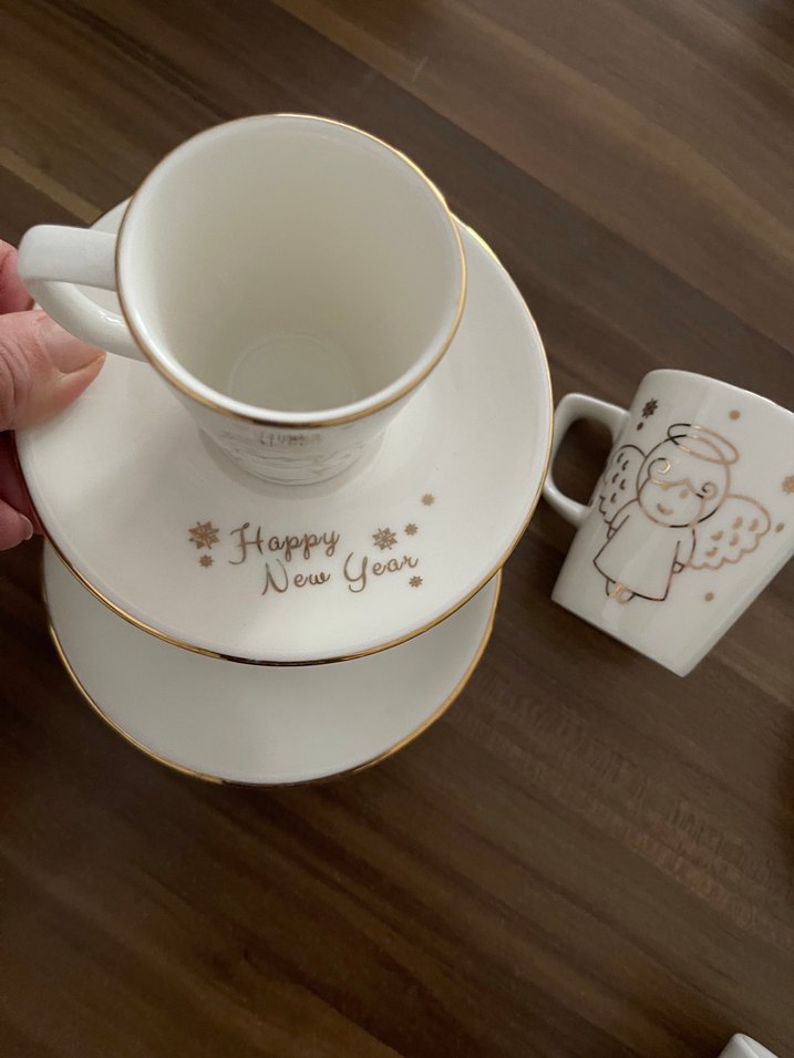 Porland özel seri Beyaz Melek Desenli Yeni Yıl Fincan Seti - Görsel 2