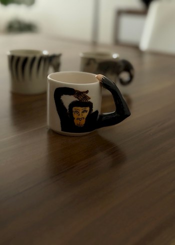 Orijinal Mudo Maymun Figürlü Seramik kahve Fincanı - Görsel 2