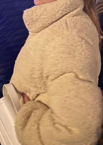 Koton Bej Peluş Kadın Ceket, Midi Boy, Regular Fit