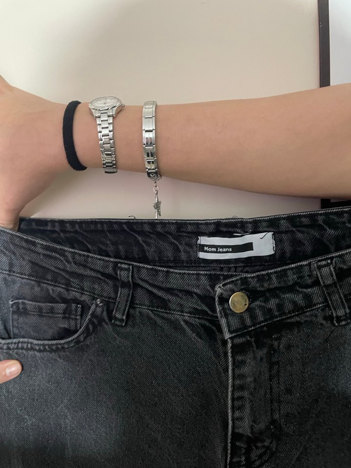 Gri Batik Desenli Salaş Kadın Kot Pantolon - Görsel 2