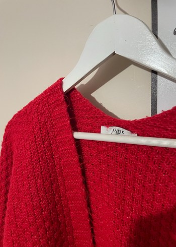 Kısa Kollu Kırmızı Örgü Kadın Hırka - Görsel 2