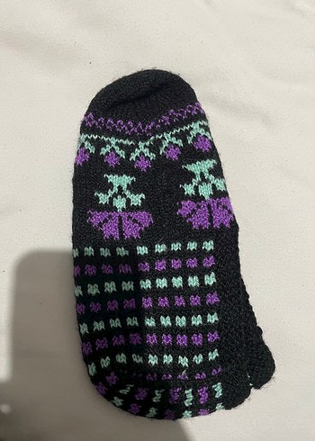 Kız Çocuk Çok Renkli Desenli Örgü Çorap - Görsel 2