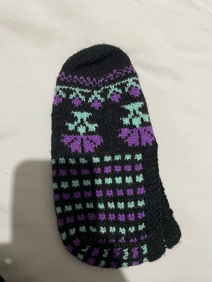 Kız Çocuk Çok Renkli Desenli Örgü Çorap - Görsel 2