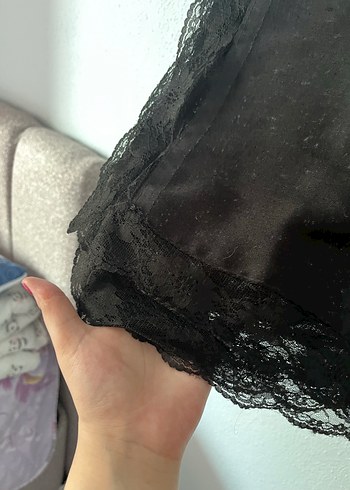 Diğer Siyah Drape Dantelli Kadın şal