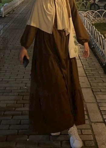 Kahverengi Uzun Salaş Kadın Elbise
