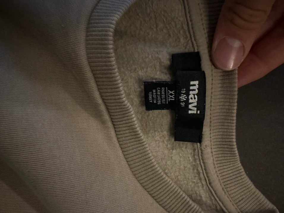 Düz krem rengi mavi sweat - Görsel 2