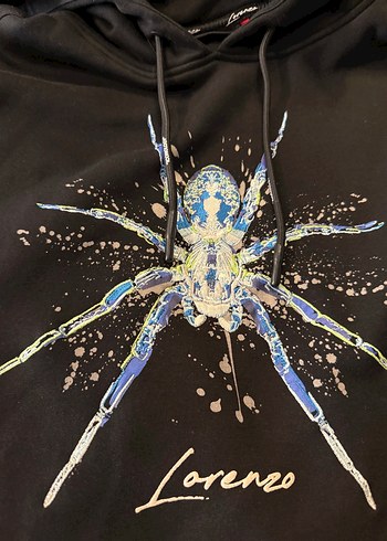 Erkek Siyah Kapüşonlu İşlemeli Sweatshirt - Görsel 2