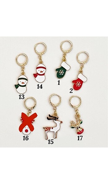 Beden Yılbaşı charm küpeler