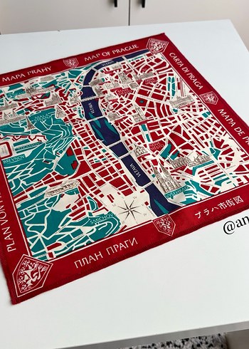 Prag haritası desenli kumaş peçete - Görsel 7
