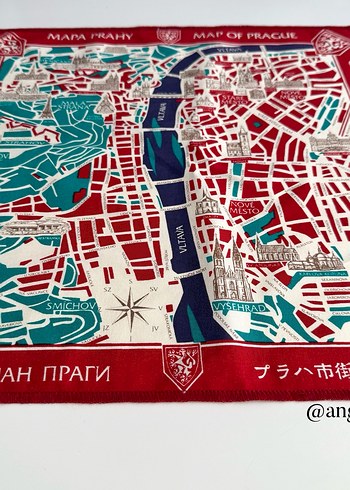 Prag haritası desenli kumaş peçete - Görsel 8