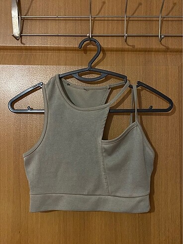 Haki fitilli asimetrik crop
