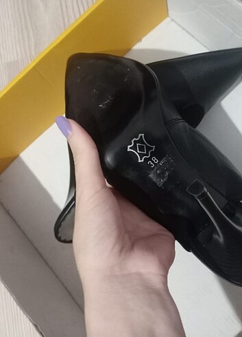 38 Beden siyah Renk Deri stiletto topuk kısmı açık